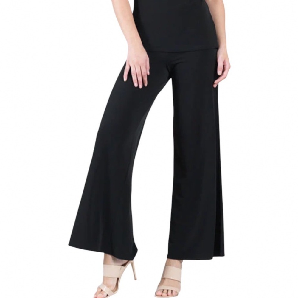 Clara Sunwoo Black Wide Leg Palazzo‎ Pants High Rise Stretch Jersey Womens XS